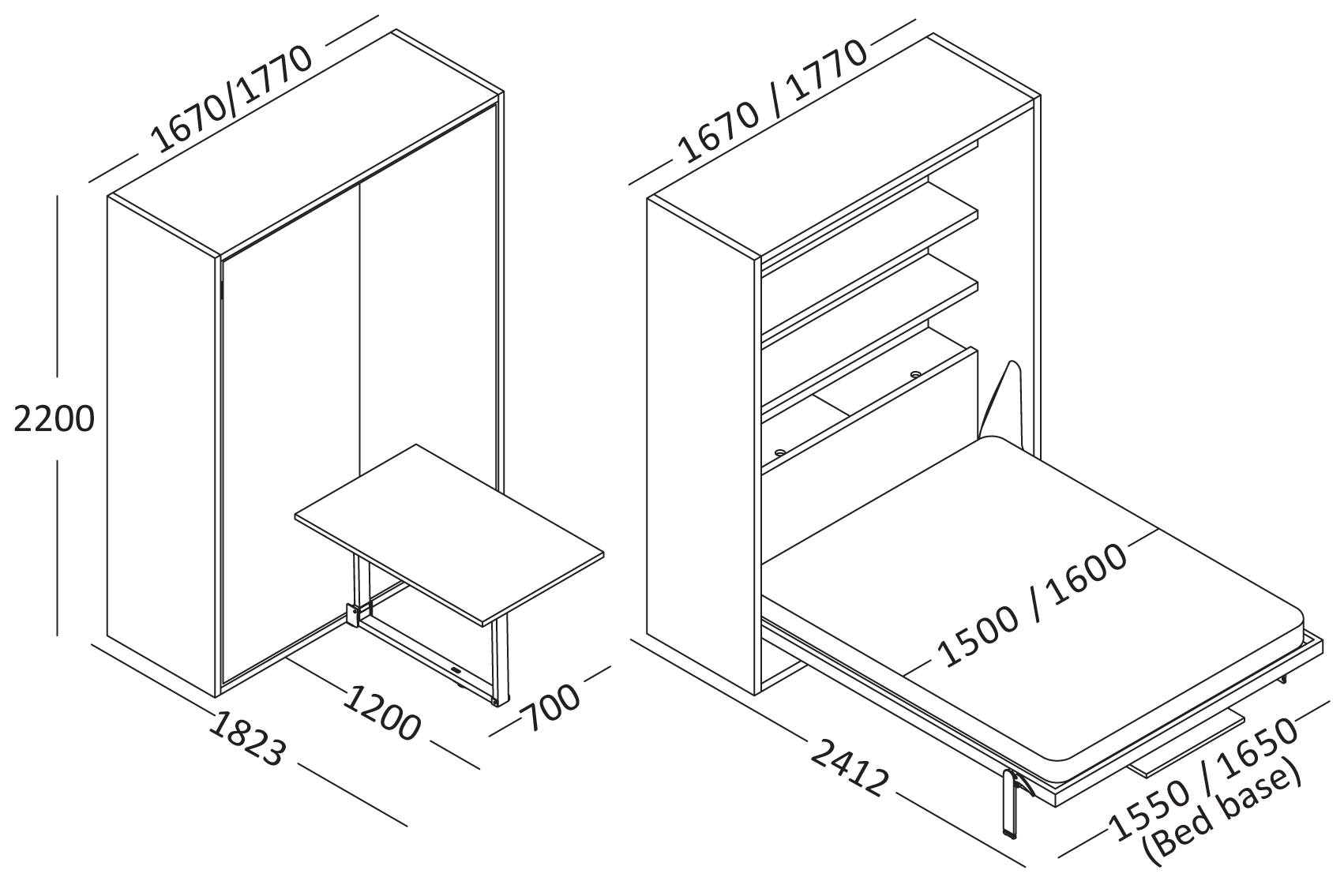 Opklapbed Penelope Tafel BedHabits 1B